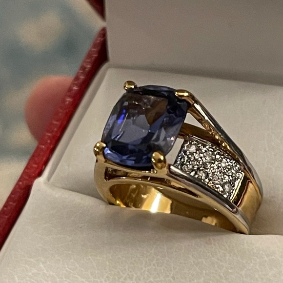 Lab sapphire doublet gold vermeil ring - Picture 13 of 15